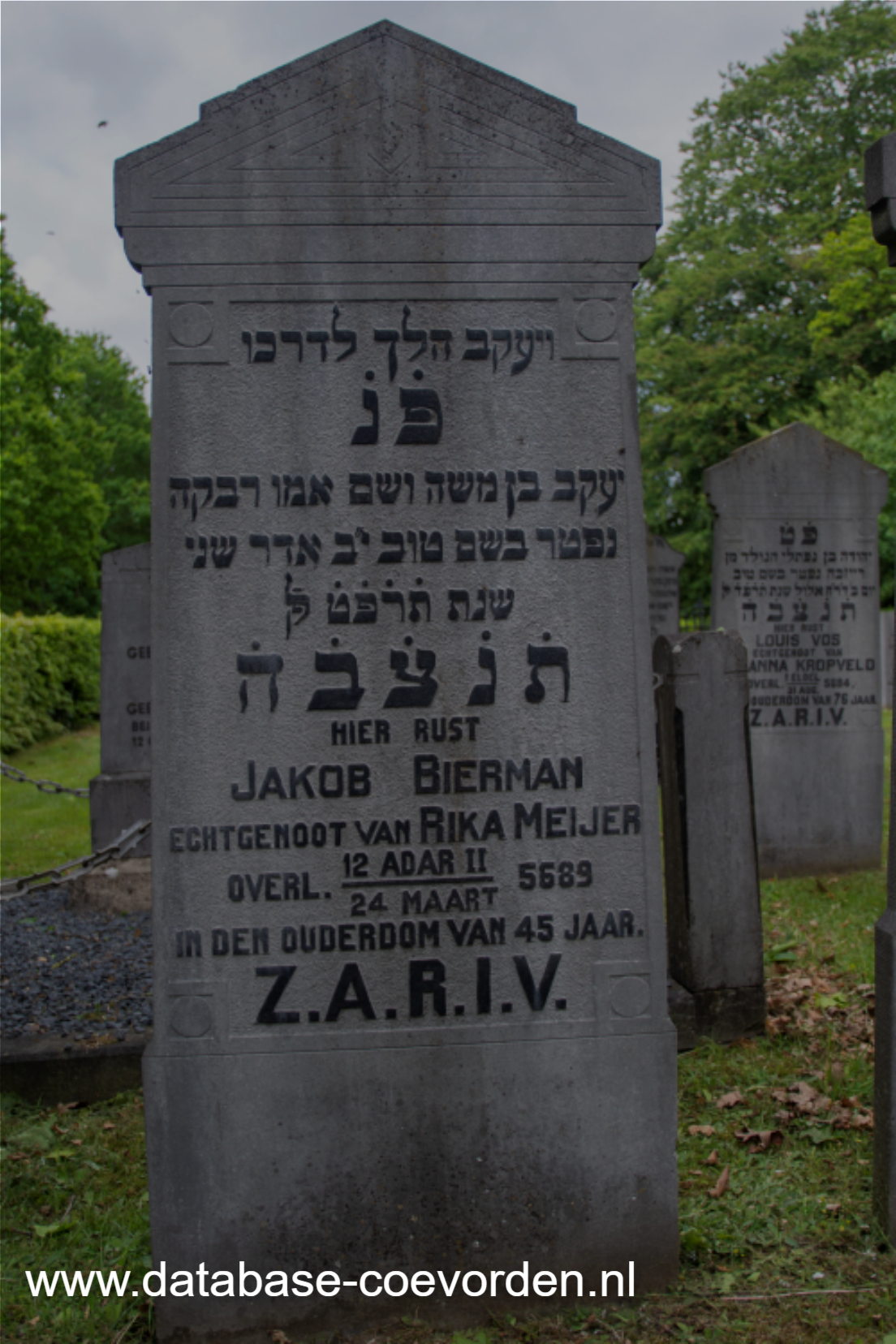 Cemetery register image